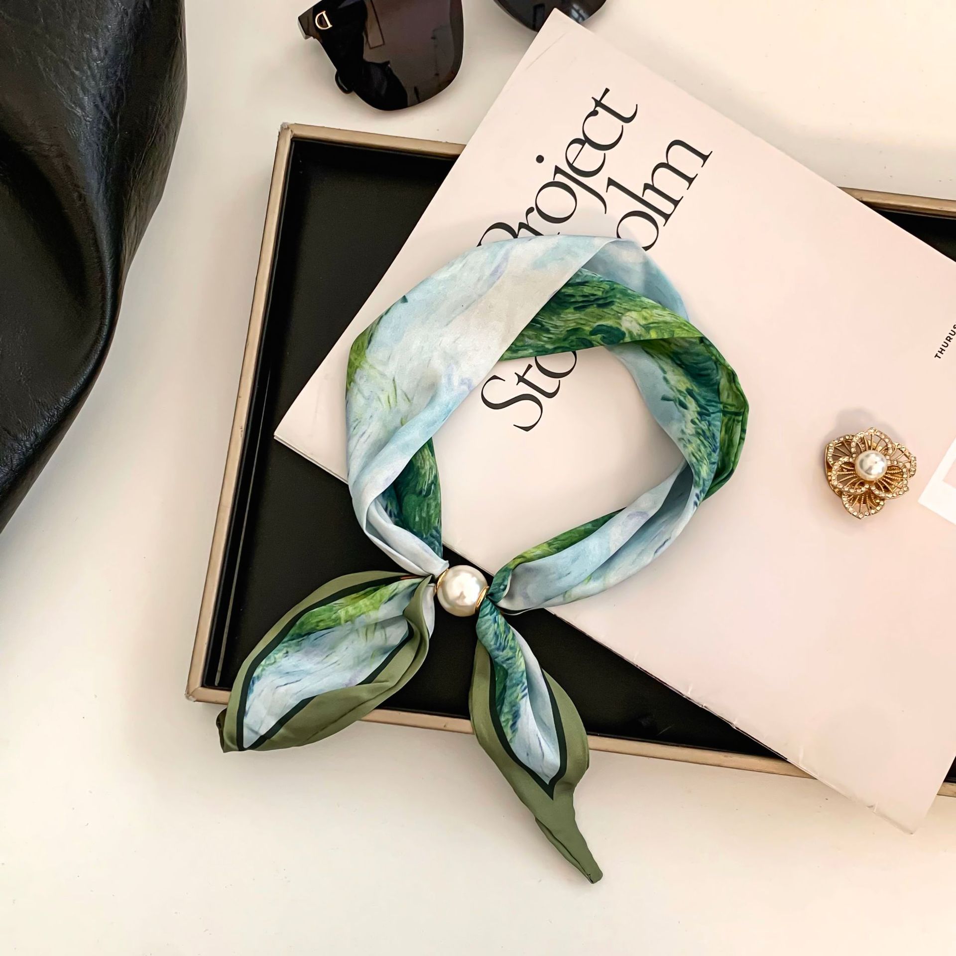 Ethnic Fashion Collection - Cashew Flower Silk Scarf Effortless Collarbone