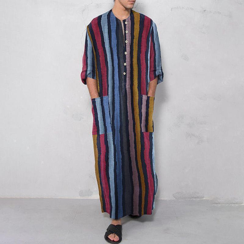 Ethnic Fashion Designer - Men's Long Striped Printed Shirt Ethnic