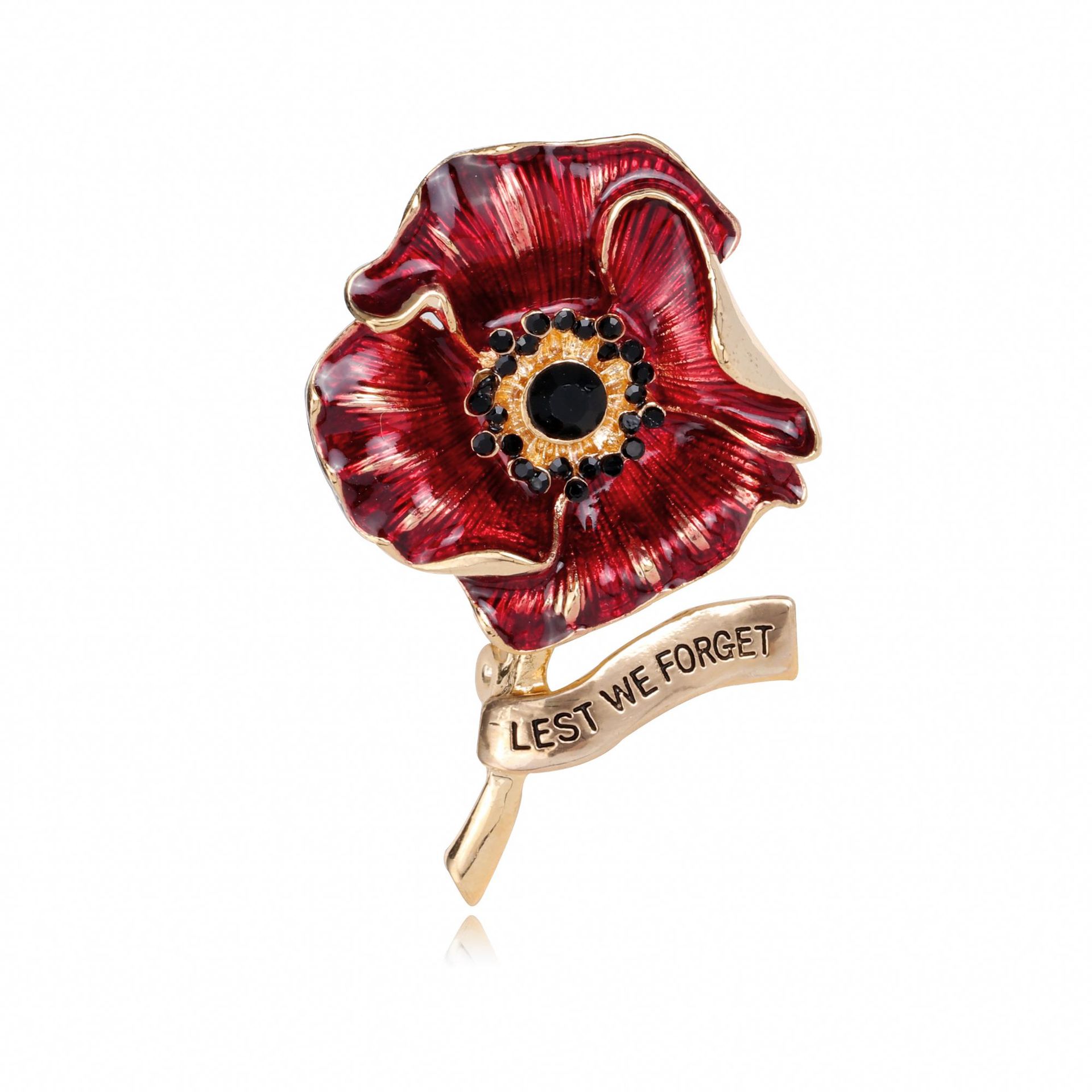 Enameled Red Poppy Flower Broo - Ethnic Fashion Uk recension och pris