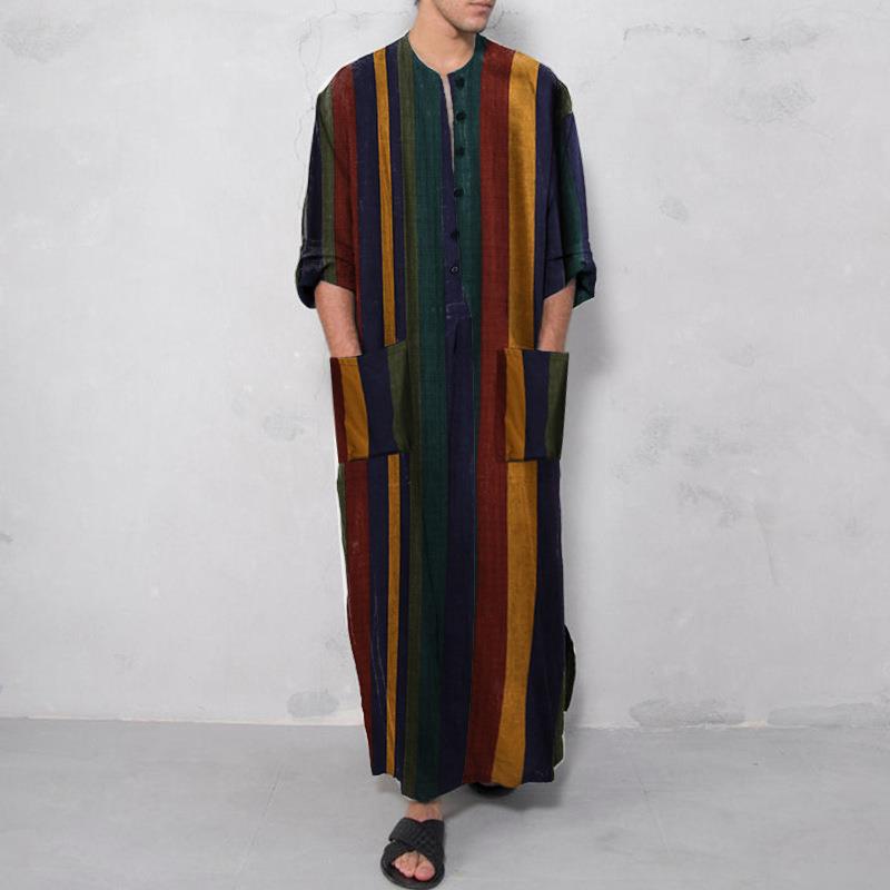 Men's Long Striped Printed Shi - Ethnic Fashion Designer recension och pris