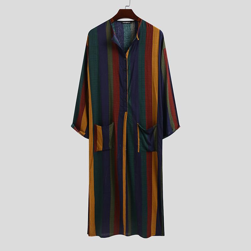 Men's Long Striped Printed Shi - Ethnic Fashion Designer recension och pris