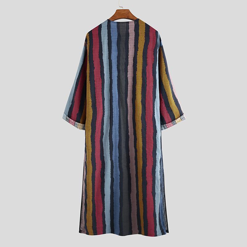Men's Long Striped Printed Shi - Ethnic Fashion Designer recension och pris