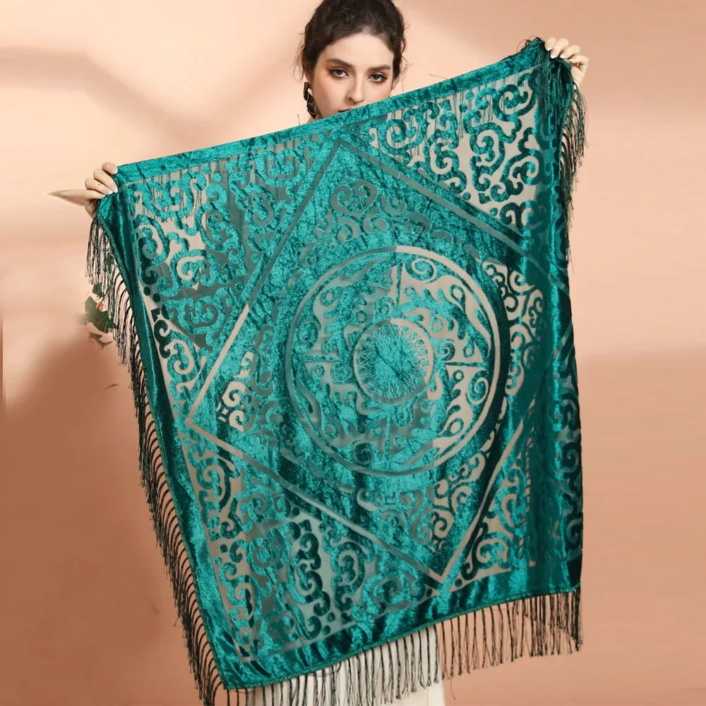 AW25 Velvet Jacquard Shawl wit - Ethnic Fashion Collection recension och pris