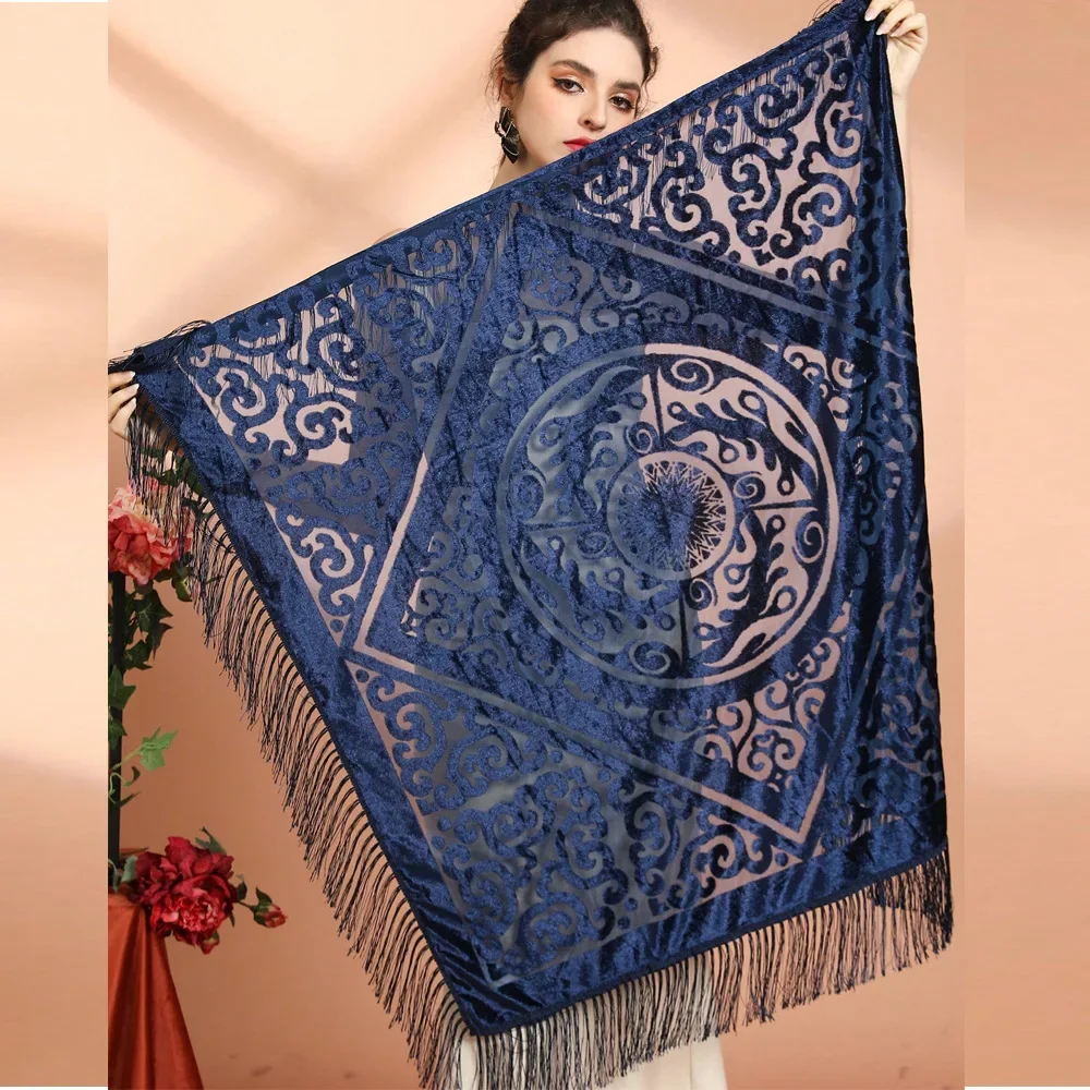 AW25 Velvet Jacquard Shawl wit - Ethnic Fashion Collection recension och pris