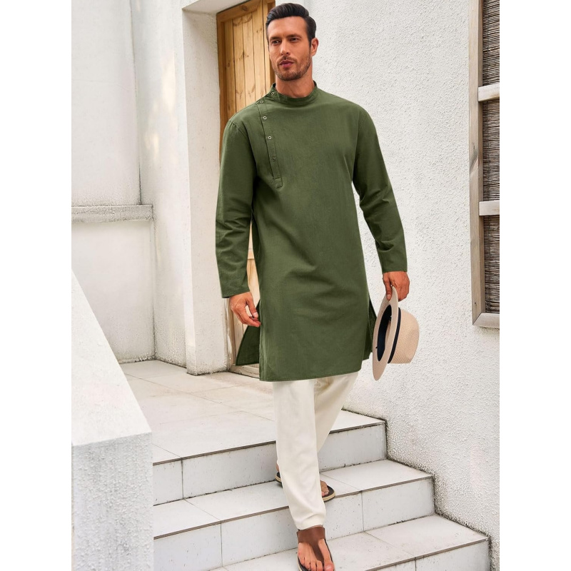 Mens Kaftan Thobe Robe Long Sl - Kurta Men Cotton recension och pris