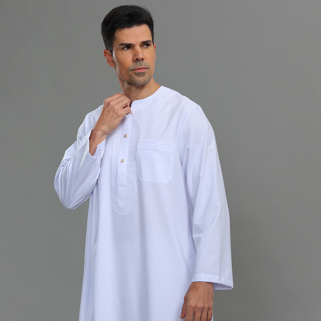 Mens Kaftan Thobe Button Down  - Kurta Men Cotton recension och pris